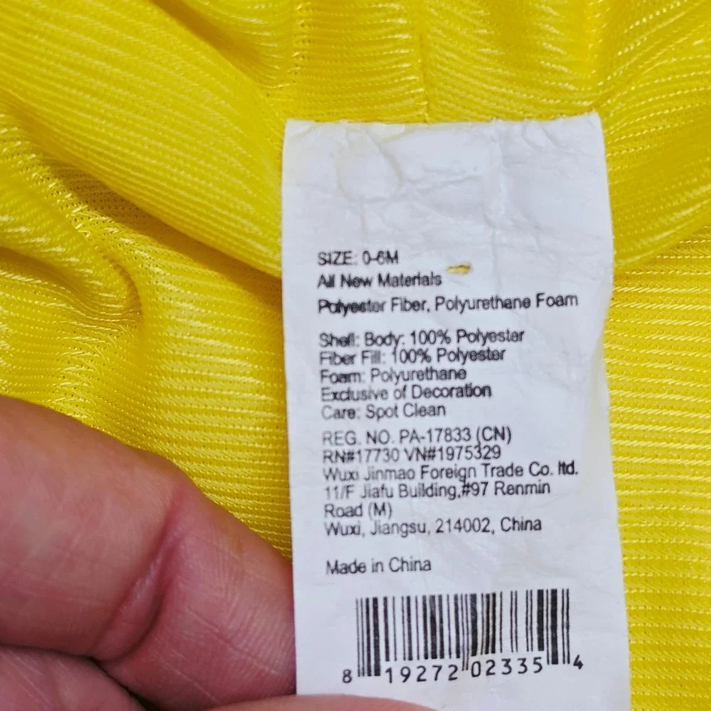 Target Chicken Costume Kids 0-6M Yellow Plush Hooded One Piece Coverall